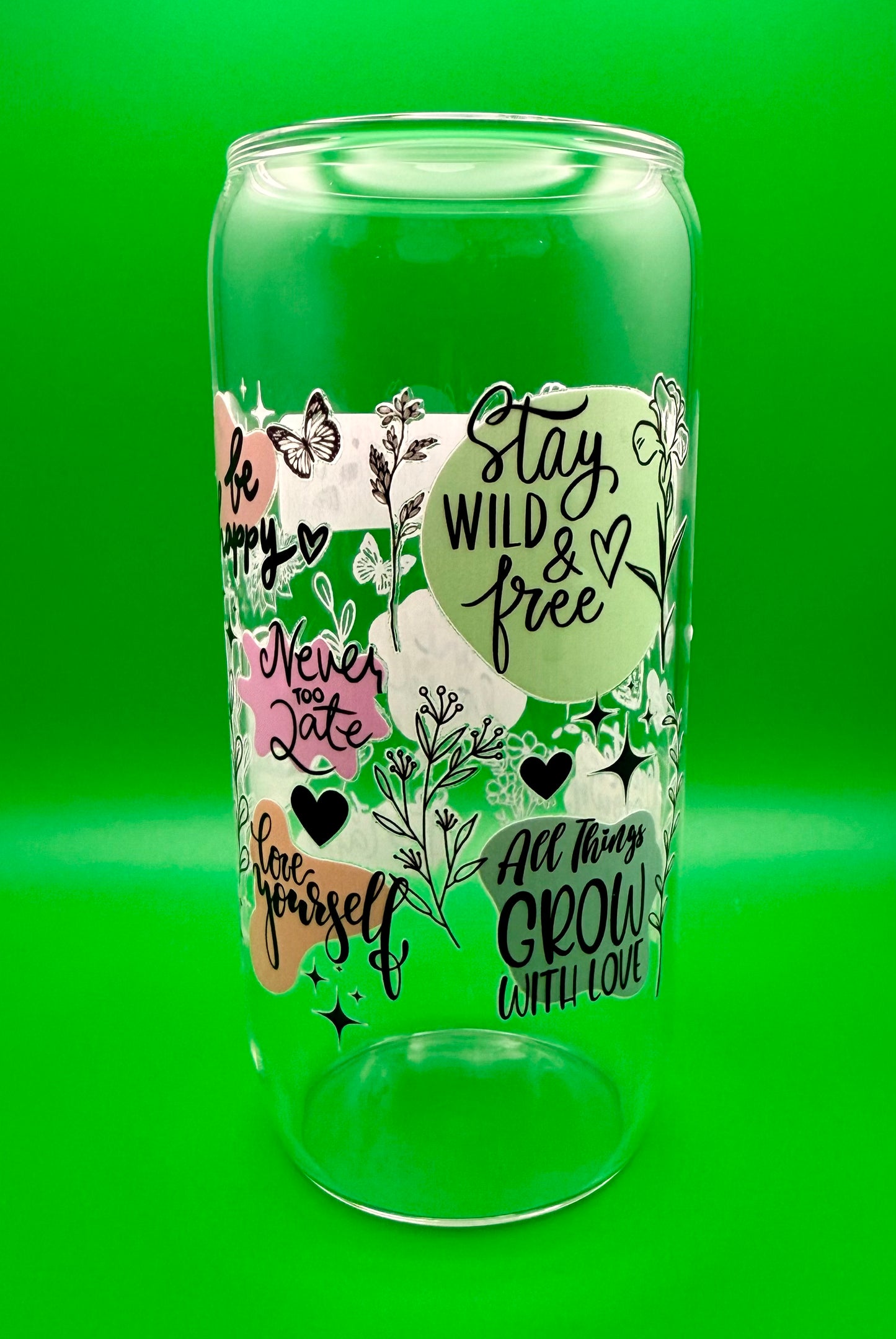 Self-Love Quotes Glass Can – 20 oz
