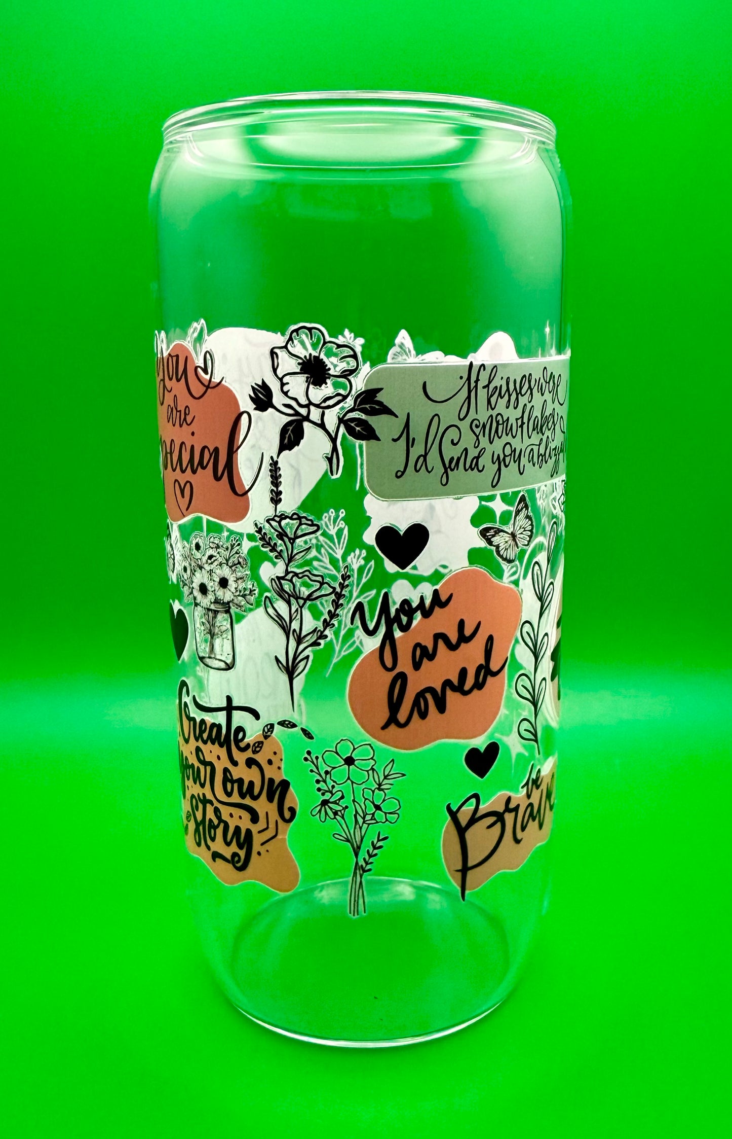Self-Love Quotes Glass Can – 20 oz