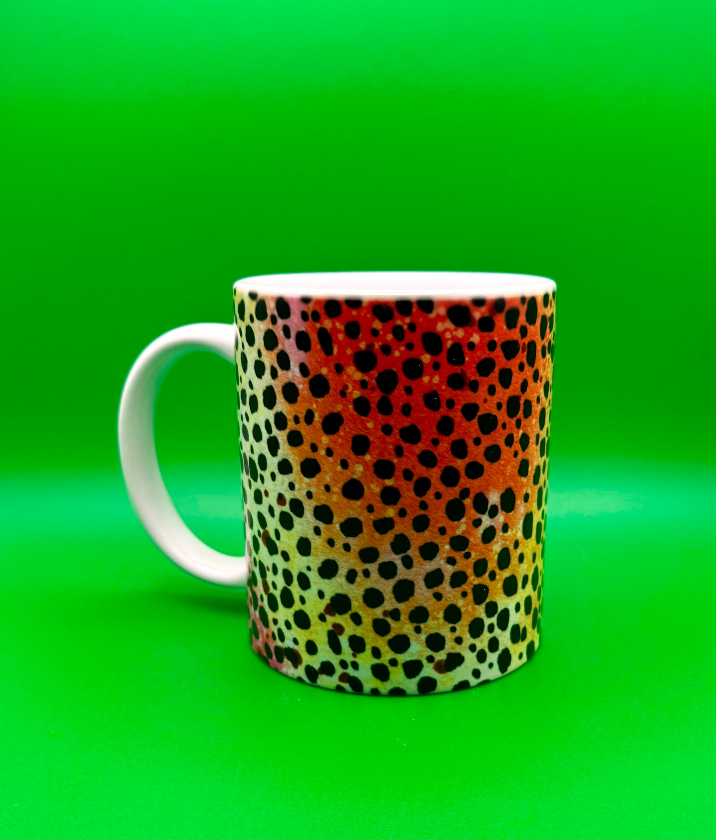 Pink/purple/yellow Cheetah print mug, 12oz