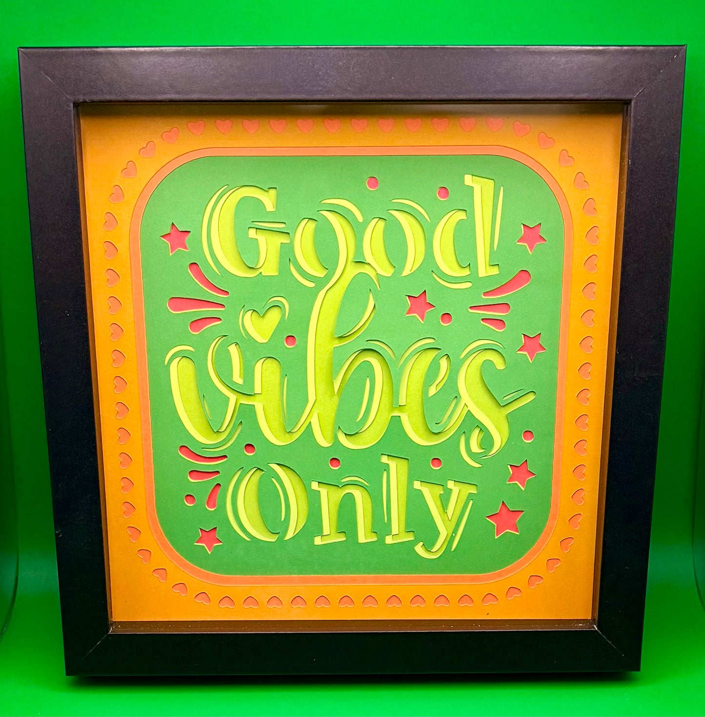 Good Vibes Only layered paper shadow box - 8x8 - Black Frame