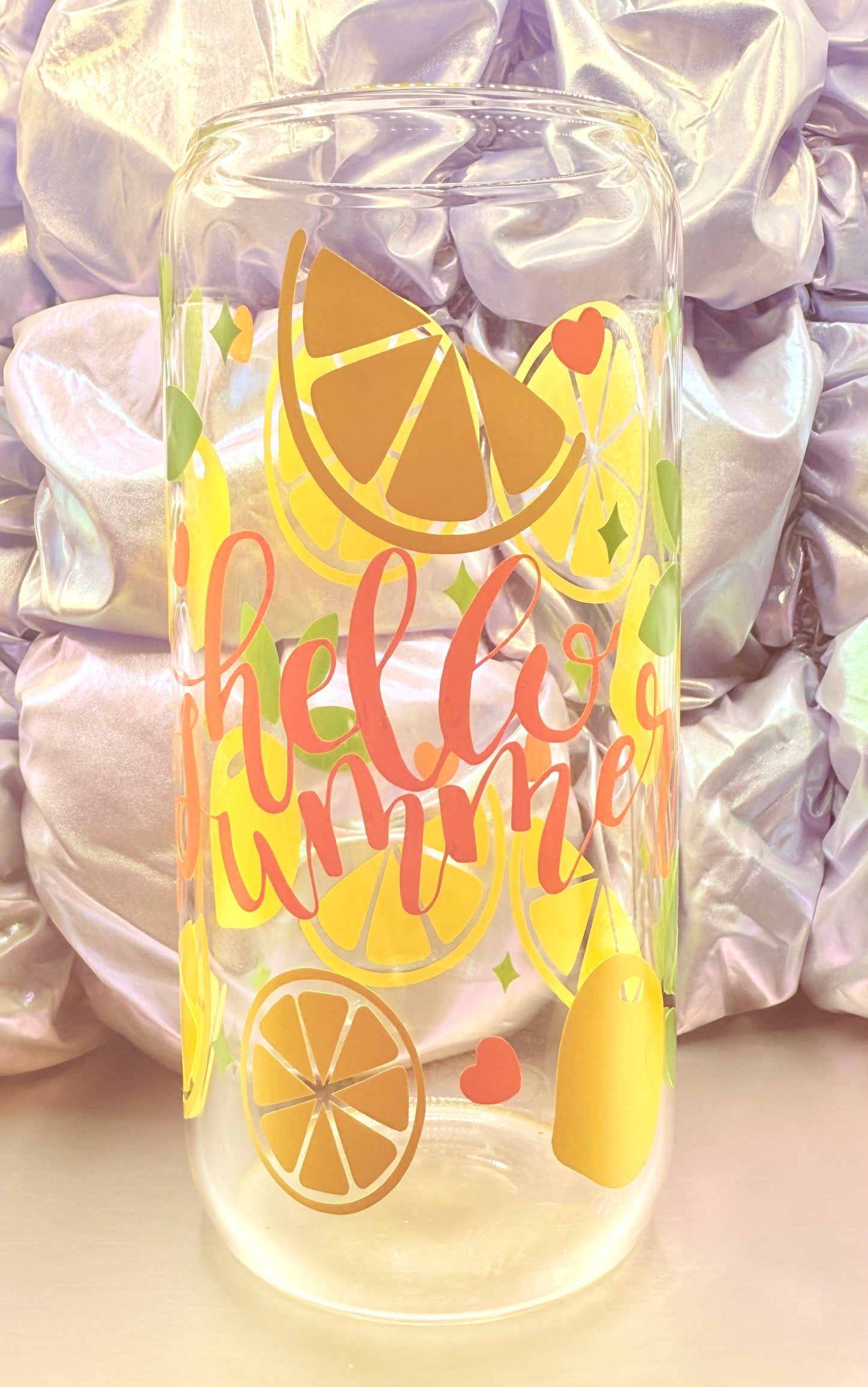 “Hello Summer” Lemon Glass Can – 20oz