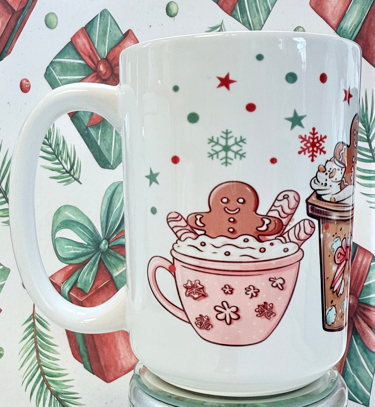 Pink Gingerbread Drinks Mug - 15 oz