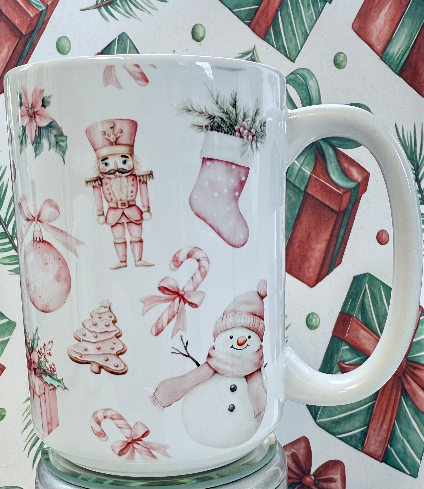 Pink Christmas Mug - 15 oz