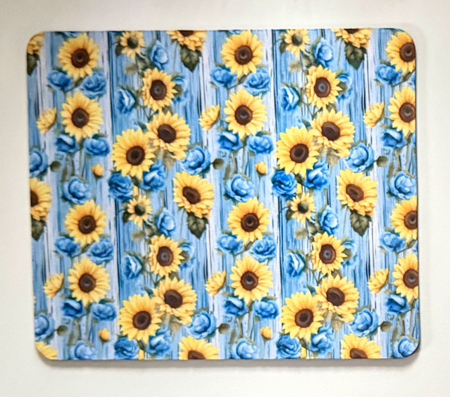 Sunflowers | Blue Background Mouse Pad