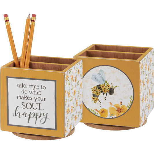“Take Time To Do What Makes Your Soul Happy” Wooden Pencil Spinner