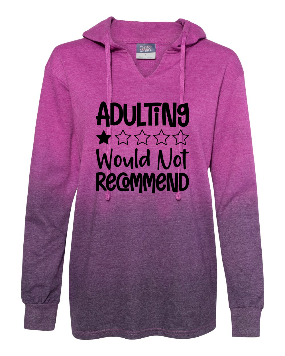 Adulting, One Star, Would Not Recommend – Long-Sleeve Purple Ombre Hoodie
