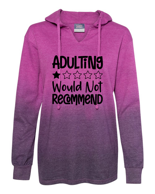 Adulting, One Star, Would Not Recommend – Long-Sleeve Purple Ombre Hoodie