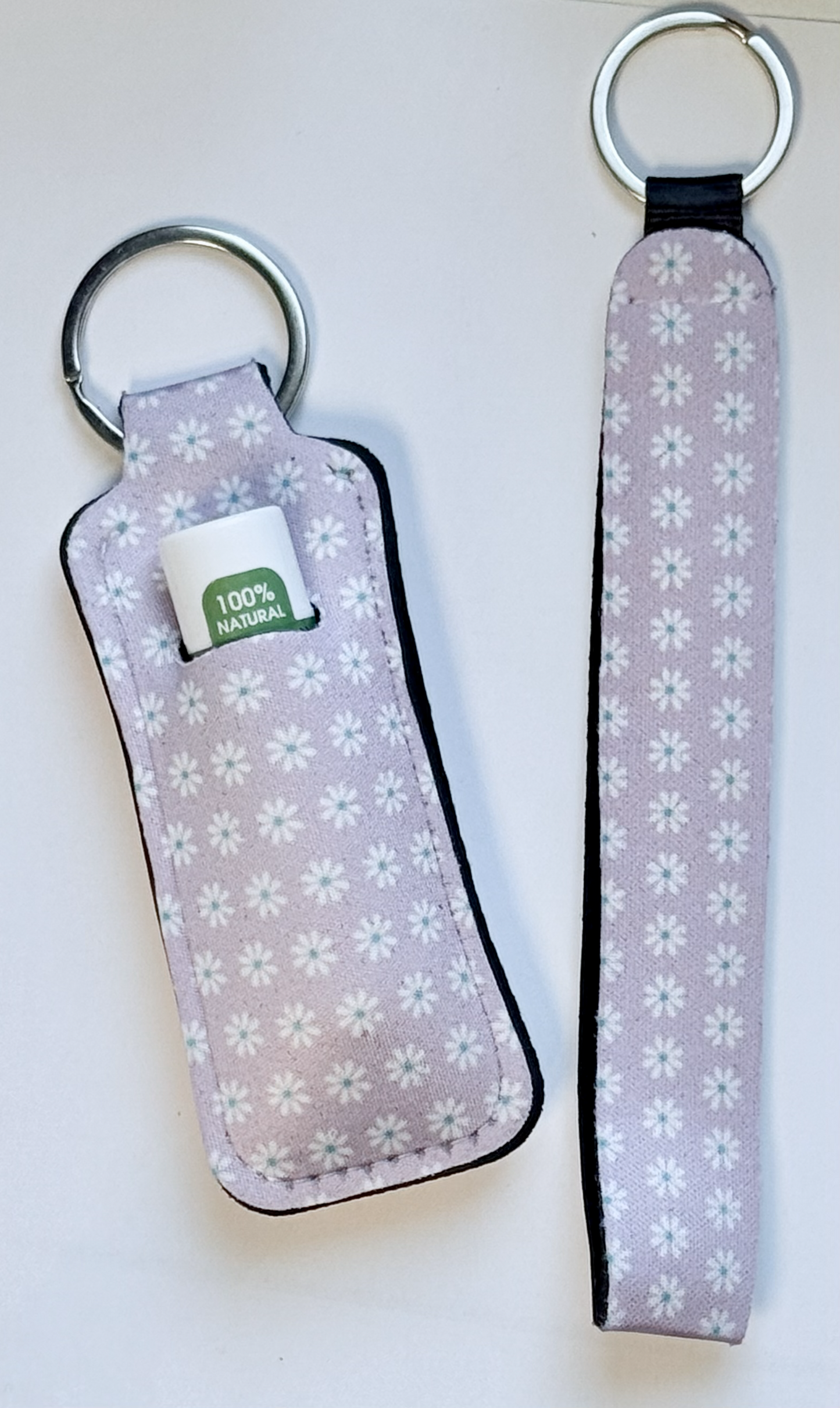 Daisies/Purple Wristlet and Lip Balm Holder set (flavored lip balm included)
