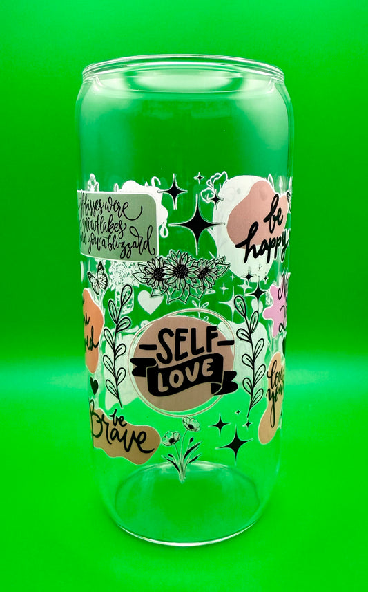 Self-Love Quotes Glass Can – 20 oz