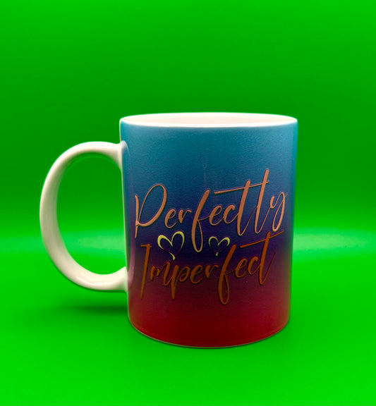 “Perfectly Imperfect” Ombré Mug – Blue to Pink, 12 oz