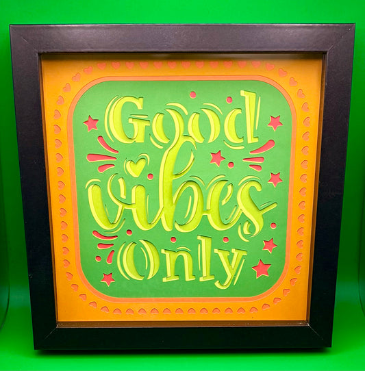 Good Vibes Only layered paper shadow box - 8x8 - Black Frame