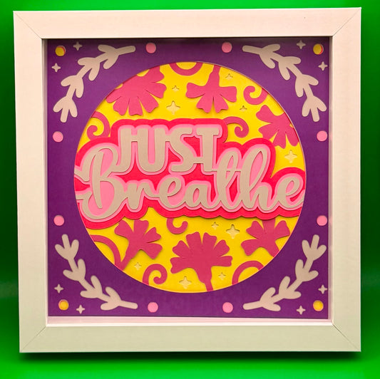Just Breathe layered paper shadow box - 8x8 - White Frame