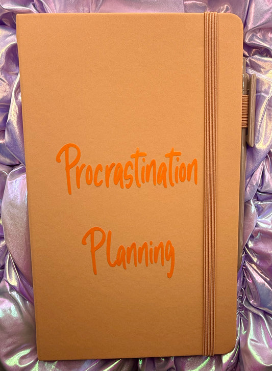 “Procrastination Planning” Hardcover Journal with Pen – 5.1" x 8.3" | College-Ruled