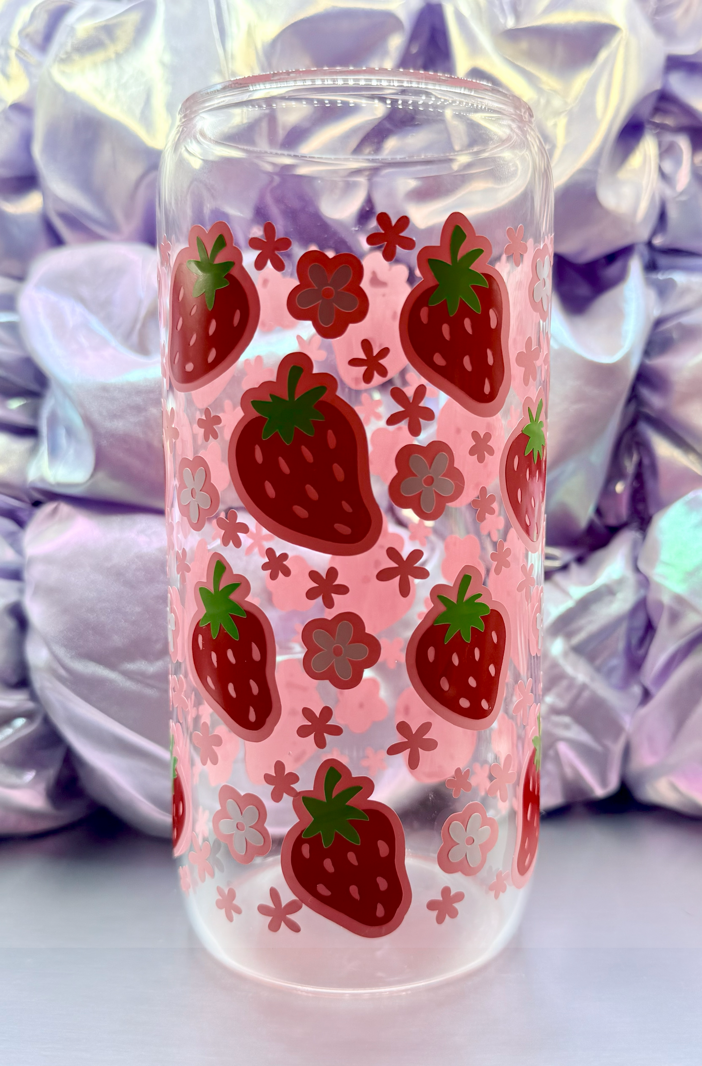 Strawberry Glass Can – 20oz