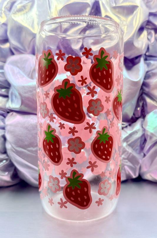 Strawberry Glass Can – 20oz