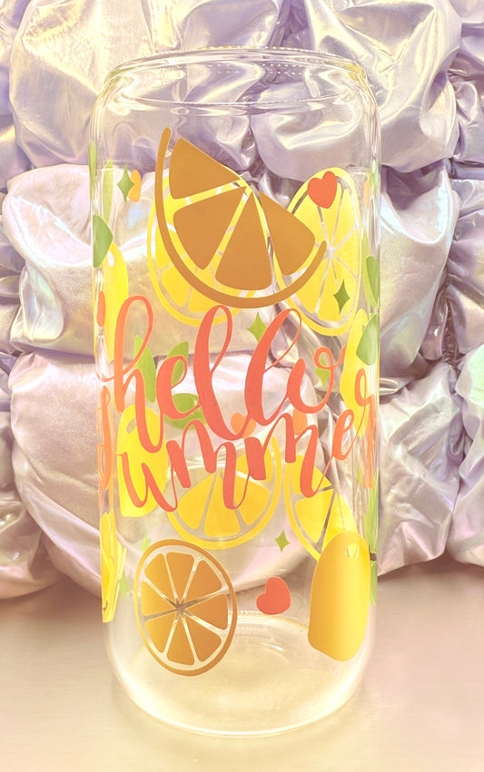 “Hello Summer” Lemon Glass Can – 20oz