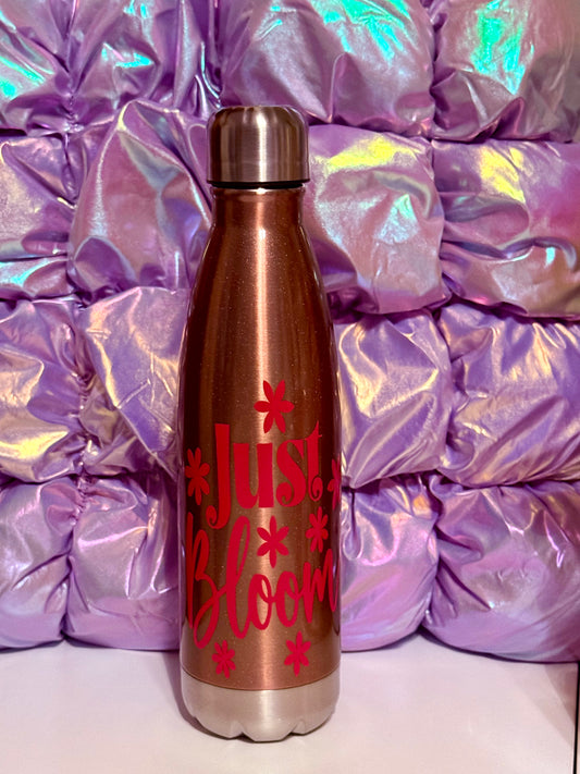 “Just Bloom” Water Bottle – 17oz Rose Gold Stainless Steel