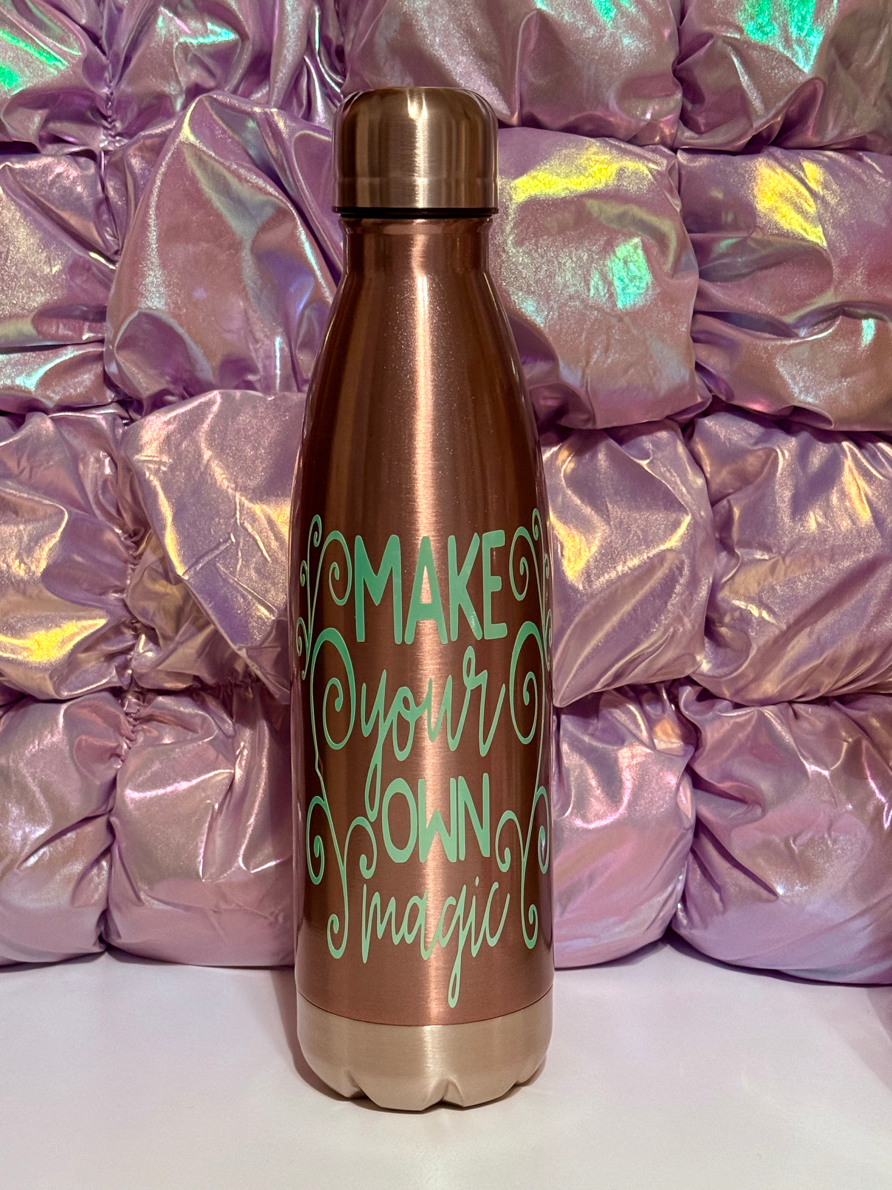 “Make Your Own Magic” Water Bottle – 17oz Rose Gold – ABA Designs