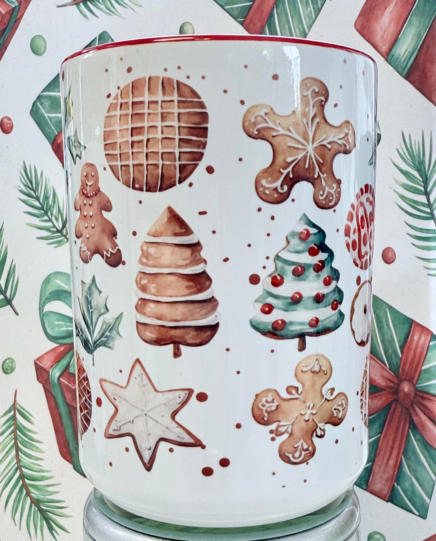 Christmas Cookies Mug – 15 oz (Red interior, red handle)