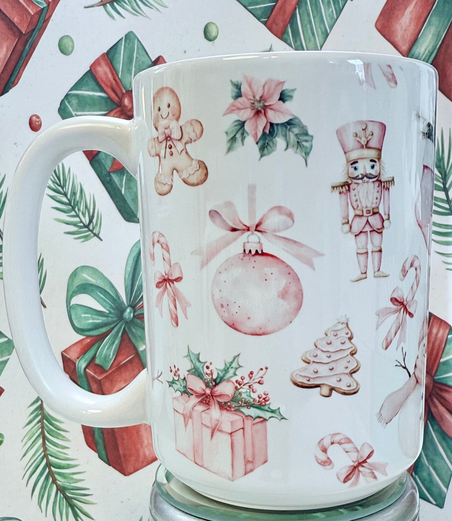 Pink Christmas Mug - 15 oz