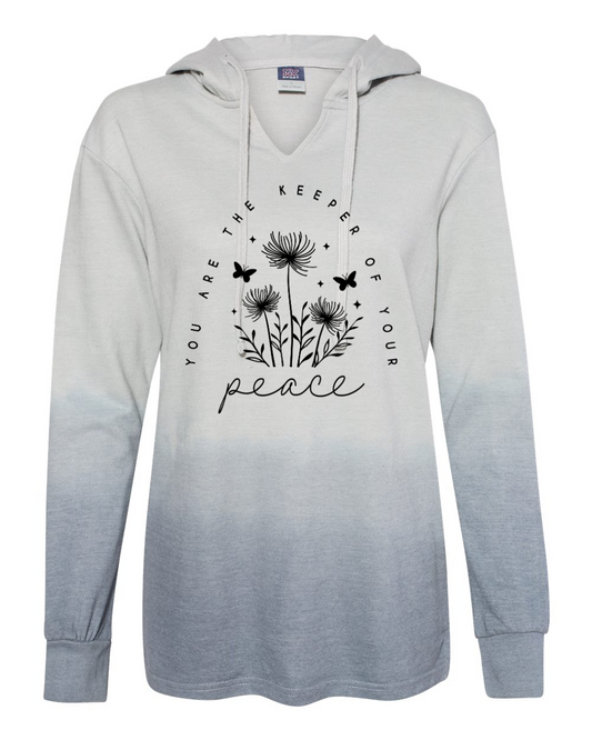 You are the Keeper of your Peace Long-Sleeve Gray/Blue Ombre Hoodie