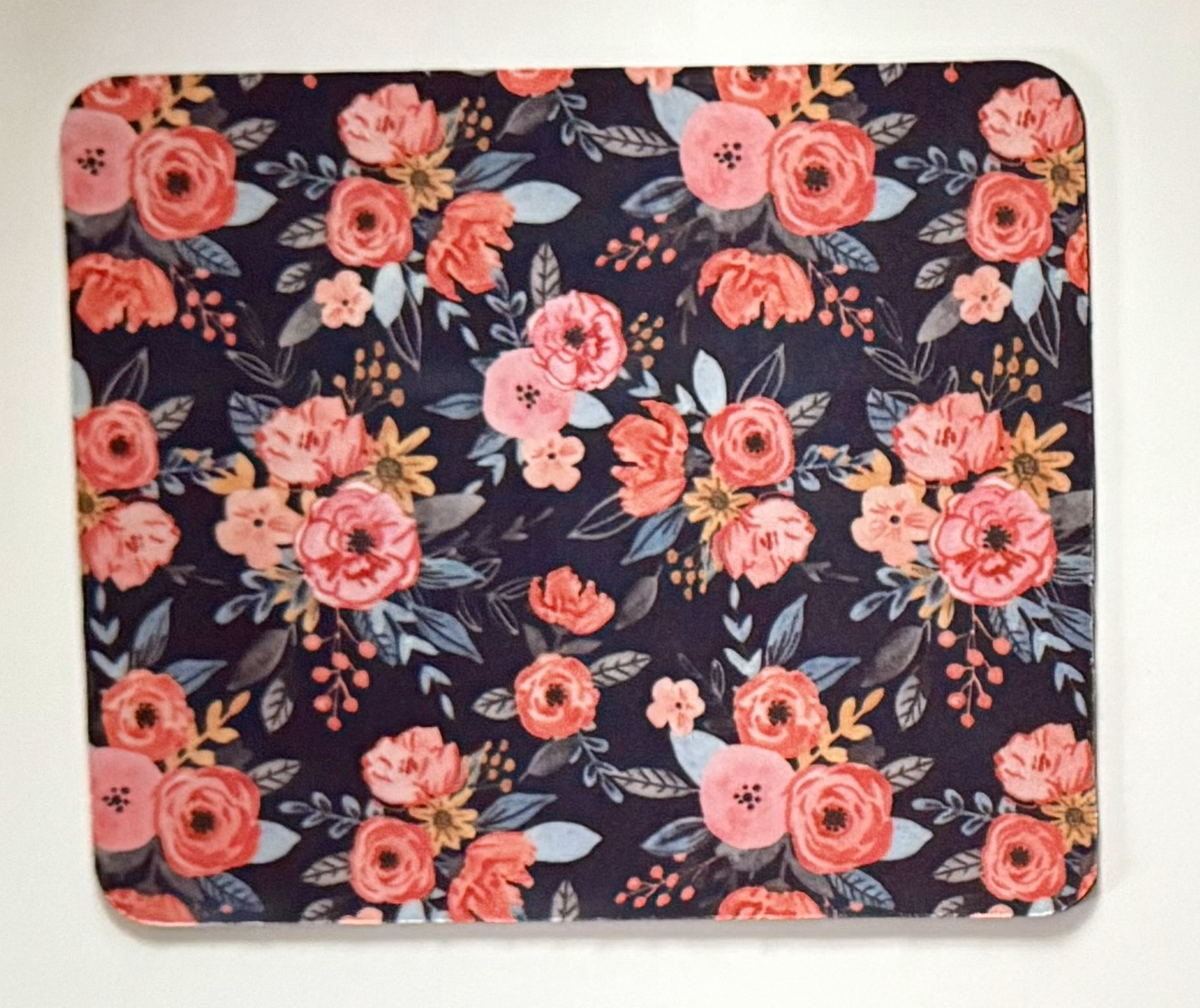 Pink Floral with Dark Background Mouse Pad