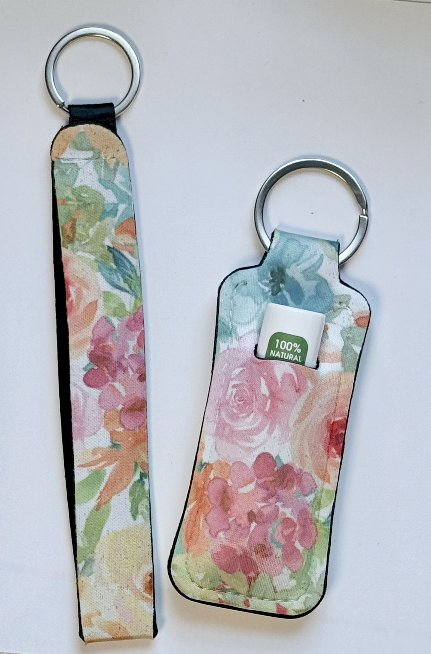 Roses/Hydrangea Wristlet and Lip Balm Holder set (flavored lip balm included)