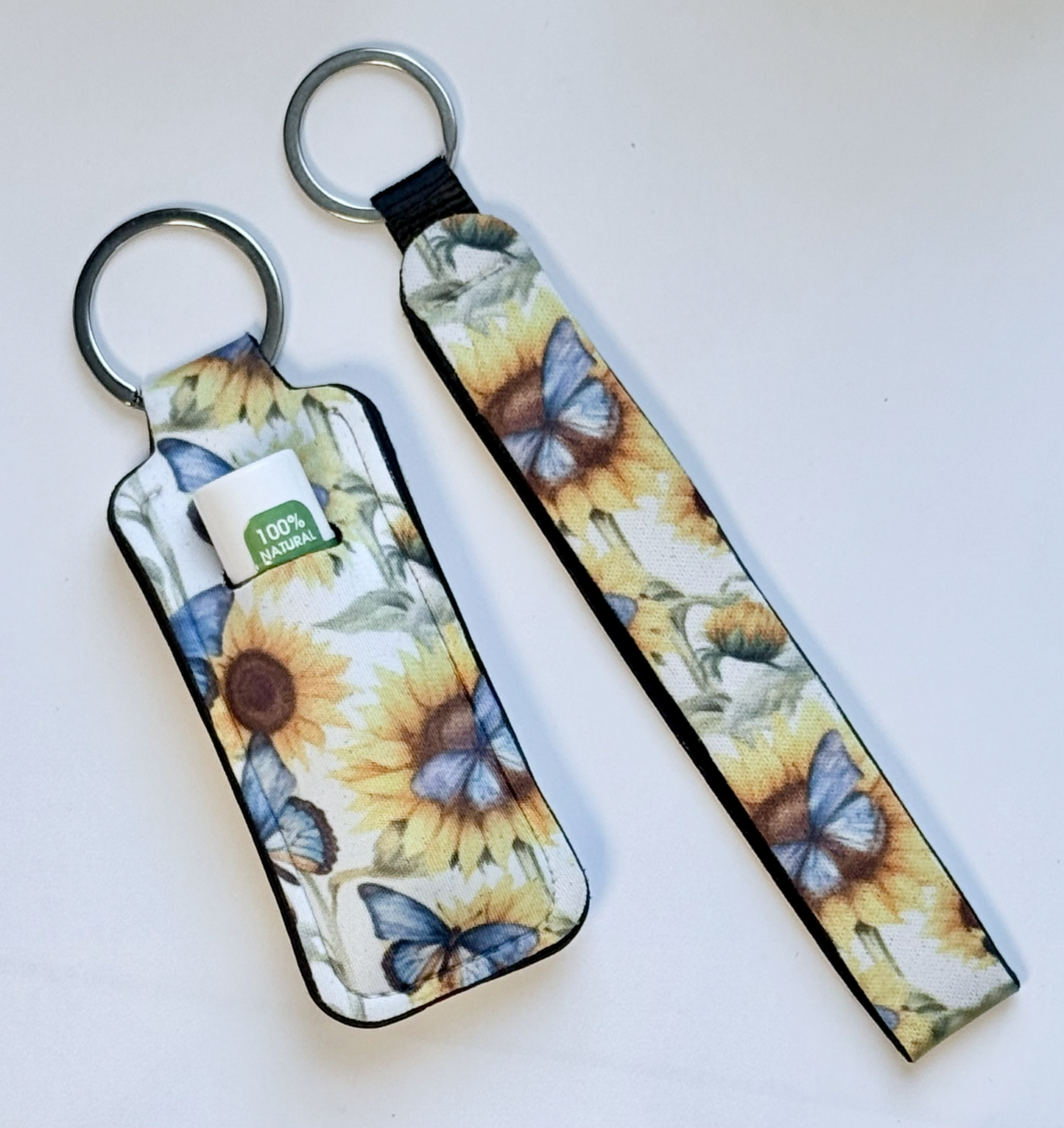 Sunflowers/Butterflies Wristlet and Lip Balm Holder set (flavored lip balm included)